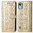 Coque Portefeuille Motif Fantaisie Livre Cuir Etui Clapet S03D pour Nokia C12 Or