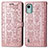 Coque Portefeuille Motif Fantaisie Livre Cuir Etui Clapet S03D pour Nokia C12 Or Rose