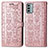 Coque Portefeuille Motif Fantaisie Livre Cuir Etui Clapet S03D pour Nokia G22 Or Rose