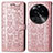 Coque Portefeuille Motif Fantaisie Livre Cuir Etui Clapet S03D pour Oppo Find X6 5G Or Rose