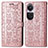 Coque Portefeuille Motif Fantaisie Livre Cuir Etui Clapet S03D pour Oppo Reno10 Pro 5G Or Rose