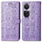 Coque Portefeuille Motif Fantaisie Livre Cuir Etui Clapet S03D pour Oppo Reno10 Pro 5G Violet