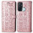 Coque Portefeuille Motif Fantaisie Livre Cuir Etui Clapet S03D pour Oppo Reno5 A Or Rose