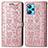 Coque Portefeuille Motif Fantaisie Livre Cuir Etui Clapet S03D pour Realme 9 4G Or Rose