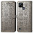 Coque Portefeuille Motif Fantaisie Livre Cuir Etui Clapet S03D pour Realme C21 Gris