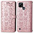 Coque Portefeuille Motif Fantaisie Livre Cuir Etui Clapet S03D pour Realme C21 Or Rose