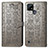 Coque Portefeuille Motif Fantaisie Livre Cuir Etui Clapet S03D pour Realme C21Y Gris