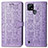 Coque Portefeuille Motif Fantaisie Livre Cuir Etui Clapet S03D pour Realme C25Y India Violet