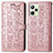 Coque Portefeuille Motif Fantaisie Livre Cuir Etui Clapet S03D pour Realme C35 Or Rose