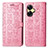 Coque Portefeuille Motif Fantaisie Livre Cuir Etui Clapet S03D pour Realme Narzo N55 Rose