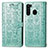 Coque Portefeuille Motif Fantaisie Livre Cuir Etui Clapet S03D pour Samsung Galaxy A21 Vert