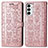 Coque Portefeuille Motif Fantaisie Livre Cuir Etui Clapet S03D pour Samsung Galaxy F23 5G Or Rose