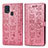 Coque Portefeuille Motif Fantaisie Livre Cuir Etui Clapet S03D pour Samsung Galaxy M21s Or Rose