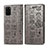 Coque Portefeuille Motif Fantaisie Livre Cuir Etui Clapet S03D pour Samsung Galaxy S20 Plus 5G Gris