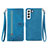 Coque Portefeuille Motif Fantaisie Livre Cuir Etui Clapet S03D pour Samsung Galaxy S21 5G Bleu