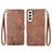 Coque Portefeuille Motif Fantaisie Livre Cuir Etui Clapet S03D pour Samsung Galaxy S21 5G Marron