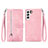 Coque Portefeuille Motif Fantaisie Livre Cuir Etui Clapet S03D pour Samsung Galaxy S21 5G Or Rose