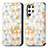 Coque Portefeuille Motif Fantaisie Livre Cuir Etui Clapet S03D pour Samsung Galaxy S22 Ultra 5G Blanc