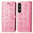 Coque Portefeuille Motif Fantaisie Livre Cuir Etui Clapet S03D pour Sony Xperia 1 V Rose