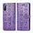 Coque Portefeuille Motif Fantaisie Livre Cuir Etui Clapet S03D pour Sony Xperia L4 Violet