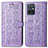 Coque Portefeuille Motif Fantaisie Livre Cuir Etui Clapet S03D pour Vivo T1 5G India Violet