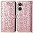 Coque Portefeuille Motif Fantaisie Livre Cuir Etui Clapet S03D pour Vivo Y02S Or Rose