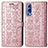 Coque Portefeuille Motif Fantaisie Livre Cuir Etui Clapet S03D pour Vivo Y52 5G Or Rose