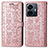 Coque Portefeuille Motif Fantaisie Livre Cuir Etui Clapet S03D pour Vivo Y77e 5G Or Rose