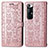 Coque Portefeuille Motif Fantaisie Livre Cuir Etui Clapet S03D pour Xiaomi Mi 10S 5G Or Rose