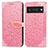 Coque Portefeuille Motif Fantaisie Livre Cuir Etui Clapet S04D pour Google Pixel 6 Pro 5G Or Rose