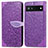 Coque Portefeuille Motif Fantaisie Livre Cuir Etui Clapet S04D pour Google Pixel 6a 5G Violet