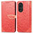 Coque Portefeuille Motif Fantaisie Livre Cuir Etui Clapet S04D pour Huawei Honor 50 5G Rouge