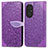 Coque Portefeuille Motif Fantaisie Livre Cuir Etui Clapet S04D pour Huawei Honor 50 SE 5G Violet