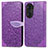 Coque Portefeuille Motif Fantaisie Livre Cuir Etui Clapet S04D pour Huawei Honor 60 5G Violet