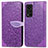 Coque Portefeuille Motif Fantaisie Livre Cuir Etui Clapet S04D pour Huawei Honor V40 5G Violet