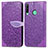 Coque Portefeuille Motif Fantaisie Livre Cuir Etui Clapet S04D pour Huawei Y7p Violet