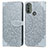 Coque Portefeuille Motif Fantaisie Livre Cuir Etui Clapet S04D pour Motorola Moto E20 Gris