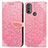 Coque Portefeuille Motif Fantaisie Livre Cuir Etui Clapet S04D pour Motorola Moto E20 Or Rose