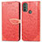 Coque Portefeuille Motif Fantaisie Livre Cuir Etui Clapet S04D pour Motorola Moto E30 Rouge