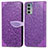 Coque Portefeuille Motif Fantaisie Livre Cuir Etui Clapet S04D pour Motorola Moto Edge 20 5G Violet