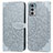 Coque Portefeuille Motif Fantaisie Livre Cuir Etui Clapet S04D pour Motorola Moto Edge Lite 5G Gris