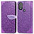 Coque Portefeuille Motif Fantaisie Livre Cuir Etui Clapet S04D pour Motorola Moto G Play Gen 2 Violet