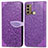 Coque Portefeuille Motif Fantaisie Livre Cuir Etui Clapet S04D pour Motorola Moto G60 Violet