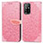 Coque Portefeuille Motif Fantaisie Livre Cuir Etui Clapet S04D pour Oppo A95 5G Or Rose