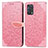 Coque Portefeuille Motif Fantaisie Livre Cuir Etui Clapet S04D pour Oppo Reno6 Lite Or Rose