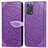 Coque Portefeuille Motif Fantaisie Livre Cuir Etui Clapet S04D pour Oppo Reno6 Lite Violet