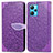 Coque Portefeuille Motif Fantaisie Livre Cuir Etui Clapet S04D pour Realme 9 4G Violet