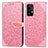 Coque Portefeuille Motif Fantaisie Livre Cuir Etui Clapet S04D pour Samsung Galaxy A52 4G Or Rose