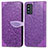 Coque Portefeuille Motif Fantaisie Livre Cuir Etui Clapet S04D pour Samsung Galaxy F52 5G Violet