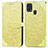 Coque Portefeuille Motif Fantaisie Livre Cuir Etui Clapet S04D pour Samsung Galaxy M21s Jaune